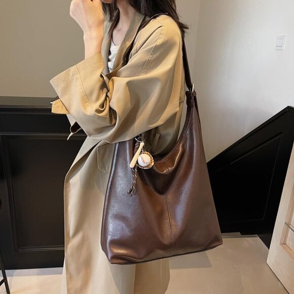 Hobo bag for Women,PU Leather Shoulder bag Slouchy Tote Bags Designer Handbag Bo - Picture 2 of 7